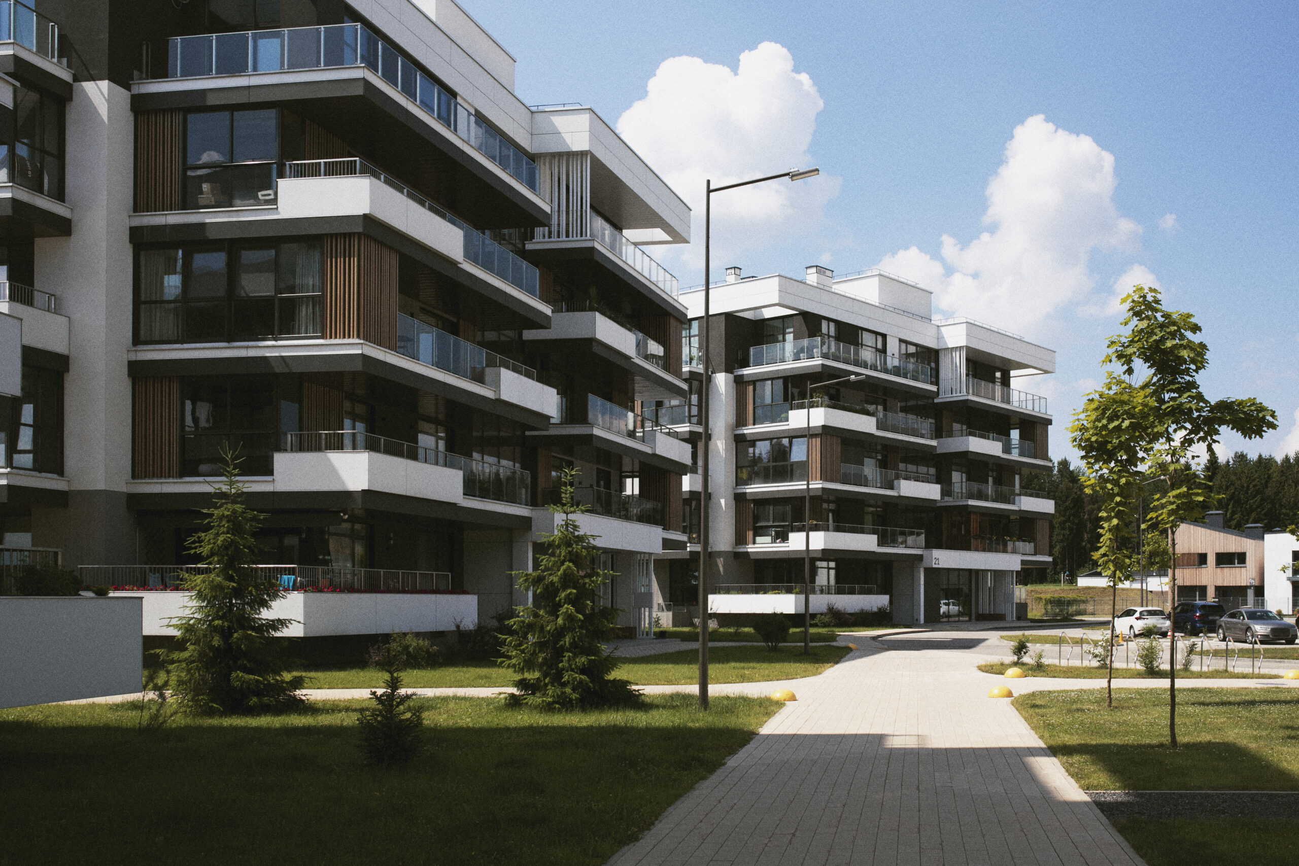 Osiedle budynków wielorodzinnych — mieszkania na wynajem